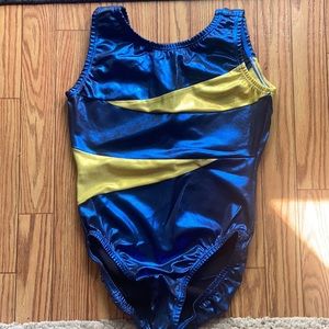 AM Blue & Gold Garland Gymnastics Leotard
